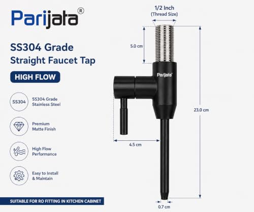 Image of Premium Black SS 304 RO Tap Extender | Leakproof Water Purifier Tap Extension (with 1 /4 Inch Fitting Connector)
