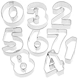 VANZACK Cortadores de Galletas Numéricos de Acero Inoxidable, Set de 10 Piezas Pequeños y Compactos, Moldes para Galletas de Festival Reutilizables, Utensilios para Hornear en Hogar