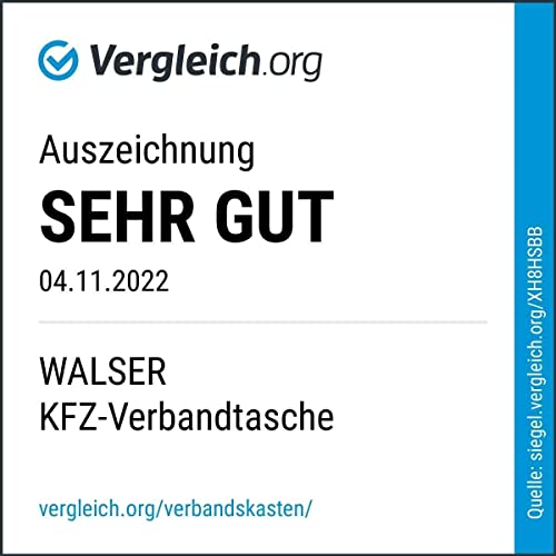 WALSER Erste Hilfe Set Auto, Verbandskasten Auto Auszeichnung Sehr Gut*, Auto Verbandskasten 2023, Erste Hilfe Kasten, Verbandskasten Auto 2023, Erste Hilfe Auto, KFZ Verbandkasten DIN 13164 schwarz - Image 3