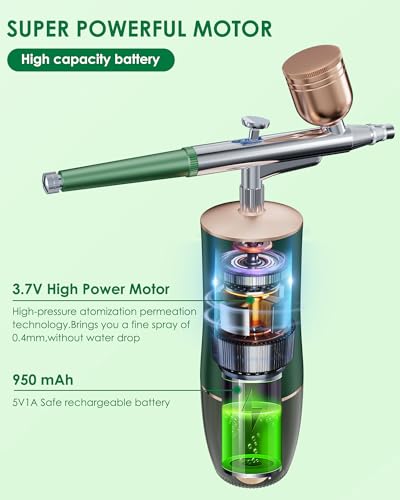 Kit de aerógrafo com compressor, conjunto de escova de ar portátil sem fio recarregável, conjunto de