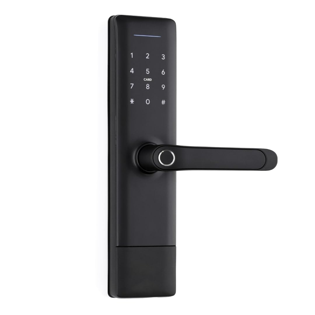 Serratura Smart con Maniglia Intelligente e Controllo via App TTLock – Apertura con Impronta Digitale, Codice o Smartphone – Serratura Elettrica con Cilindro per Porta Interna o Cancello Esterno