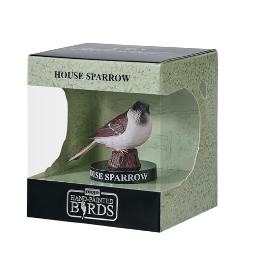 MOJO Collection Bird Enthusiast Collection 1 - Figurines peintes à la main, objets de collection, jouets, sculptures détaillées avec code QR pour des faits amusants (Moineau domestique)
