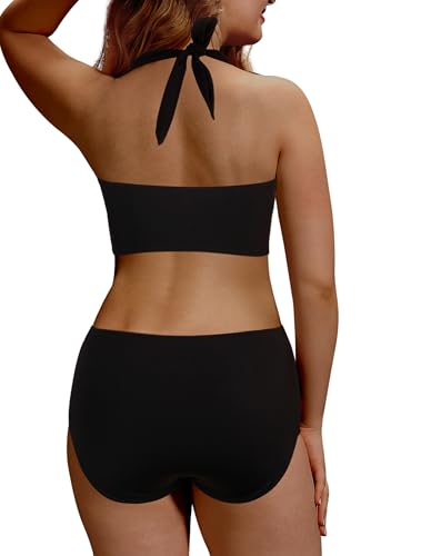 JINXUEER Women's Plus Size High Waisted Bikini Sets Two Pieces Swimsuit Tummy Control Bathing Suit 2025 Swimwear3