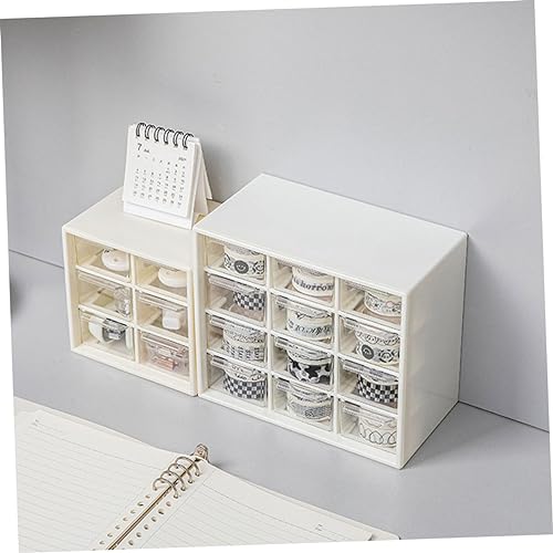 Boîte de rangement plastique blanche à tiroirs stables pour organiser le bureau - 6