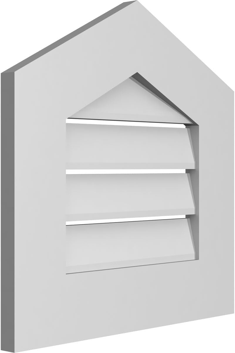GVSPE18X1801SF-06 Peaked Top Standard Frame, Primed Tan Signature Series Surface Mount Gable Vents, 18-in. W x 18-in. H
