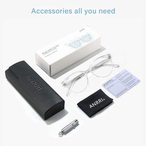 Image of ANRRI Pink Blue Light Glasses For Women Retro Round Blue Light Filter Computer Eyeglasses Fashion Anti Eyestrain