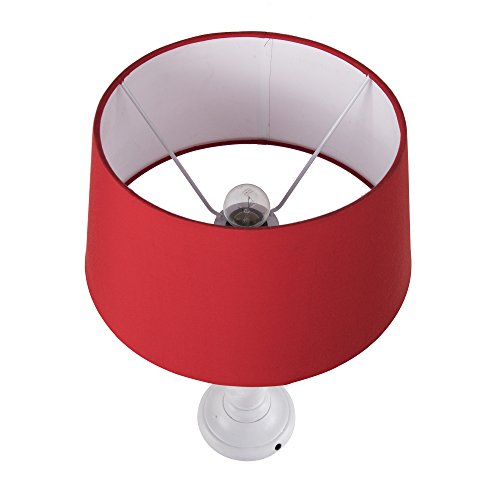 Image of Homesake Classic Twister Wooden Table Lamp with Fabric Shade | Handcrafted Bedside Lamp with E27 Holder| Bulb Included |Warm Light Night Lamp for Bedroom, Living Room, Study & Home Decor, Red