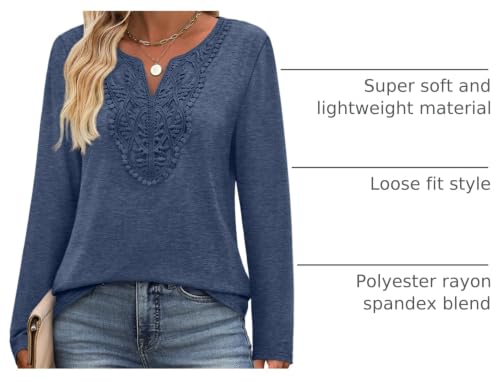 Image of XIEERDUO Boho Tops for Women Blouses Dressy Casual V Neck Long Sleeve Shirts Fall Outfits Trendy Vacation Clothes