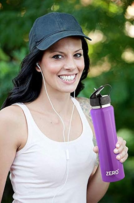 Zero Degree 18 OZ PURPLE Stainless Steel Water Bottle w/Straw and Leak Proof Lid, Vacuum Insulated Double Wall Sport Bottle Keeps Drinks Cold for 12 Hours - 18oz (PURPLE)