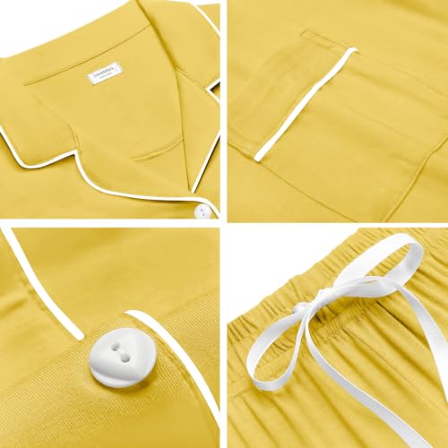 Image of SWOMOG Womens Button Down Pajamas Set Short Sleeve Sleepwear Bride Soft Pj Lounge Sets XS-3XL