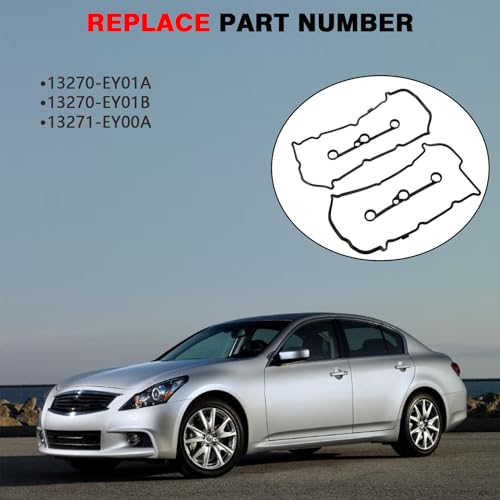 Image of Valve Cover Gasket Set Compatible with Infiniti Nissan Vehicle EX37 FX37 G37 M37 Q40 Q50 Q60 Q70 Q70L QX50 QX70 370Z 2008-2020, Replace#13270-EY01A 13270-EY01B