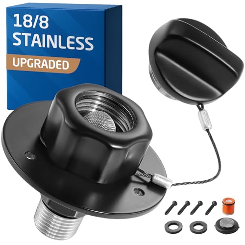 Image of KES All Metal RV Water Inlet Replacement, 18 /8 Stainless Steel RV City Water Inlet with Upgraded Check Valve, Leak-Resistant for RV, Camper, Trailer, Marine, Matte Black, RWI200-BK