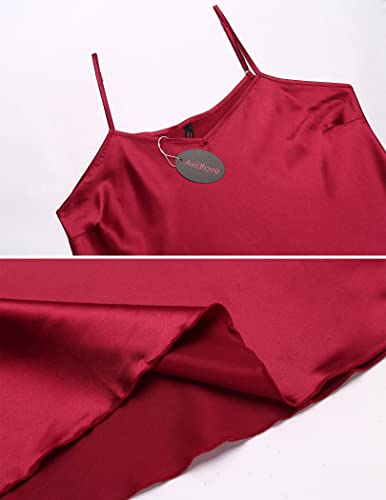 Image of Avidlove Satin Nightgowns for Women Silk Slip Dress Sexy Sleepwear | Adjustable spaghetti straps,elegant V neck,flattering mini lingerie dress,comfortable all day wear
