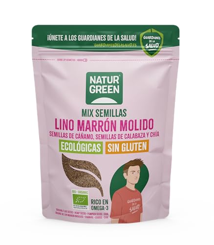 NaturGreen semillas de lino, cáñamo, calabaza y chía Bio 150 g | Fuentes de fibra, proteína y Omega-3 | Sin azúcares añadidos | Sin gluten | Producto orgánico | Perfecto para dietas saludables