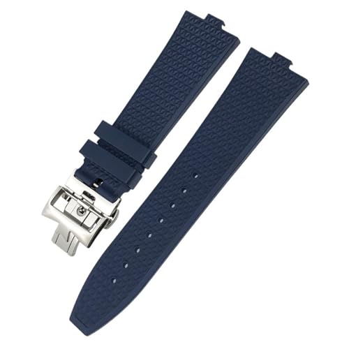 Bracelet de montre en caoutchouc fluoré BIK 24x7mm de type convexe noir