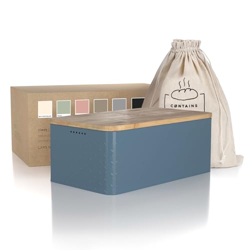 LARS NYSØM Bread Box with Bamboo Lid (Stone Blue)