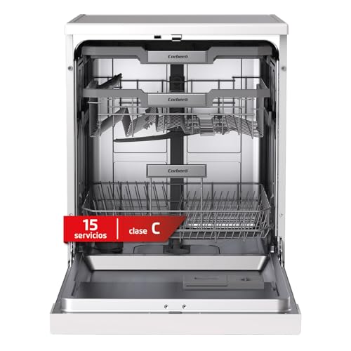 Corberó - Lavavajillas Excellence 60 cm | CLVG91536W | 15 cubiertos | 6 programas | 4 Temperaturas | Display LED | Tercera Bandeja | Autoapertura y Zona Dual | Compatible con tablets 3 en 1 | Blanco