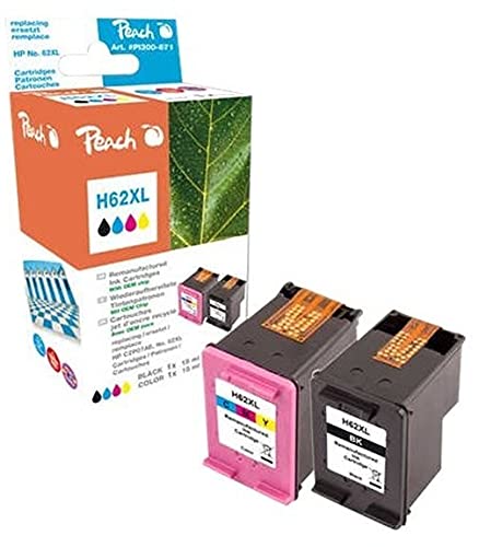 Pack compatible HP 62XL Peach pour &eacute;viter les pannes d'encre - 2