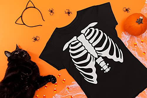 Purple Print House Womens Skeleton Body T Shirt, Skeleton Outfit Fancy Dress for Her, Scary Bones Ladies Rib Cage Costume Easy Quick Cheap Mum Gift Idea for Trick Or Treat, L, Black - Image 2