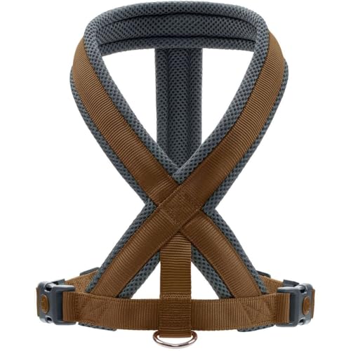 Hunter Hundegeschirr London Comfort, atmungsaktives 3D-Mesh, 2-Fach verstellbar, Sicherheitsverschluss, reißfest, leicht & pflegeleicht, Farbe: Braun, Größe: S-M/1
