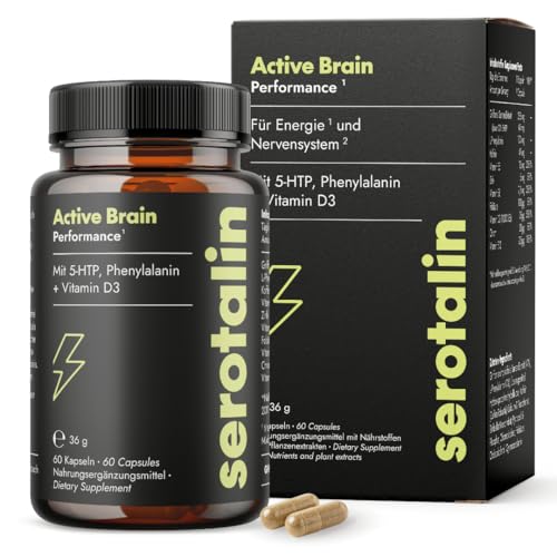 serotalin Original Serotonin and Dopamine Supplement for Energy, Focus, Motivation - 60 Vegan Capsules with Vitamins B6, B12 & D3, 5-HTP & Phenylalanine