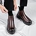 Men's Genuine Leather Elastic Panels Platform Chunky Heel Chelsea Boots Fashion Round Toe Slip On Lug Sole Warm Dress Ankle Boots for Business Work (Black,9)