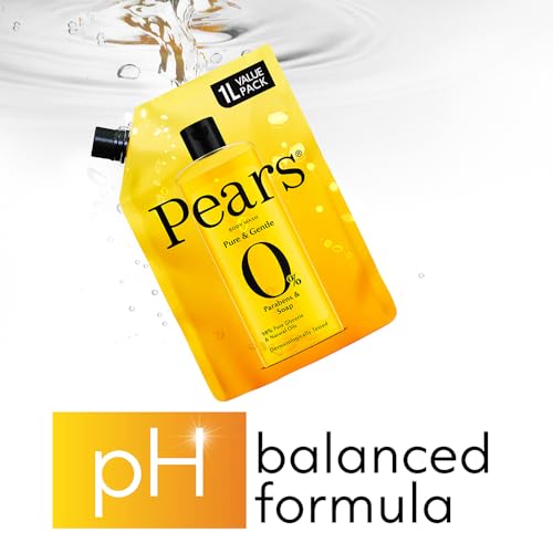 Image of PEARS Pure & Gentle, Body Wash Shower Gel, 1ltr Refill Pouch, for Soft and Smooth Skin, with 98% Pure Glycerin, Dermatologically Tested, 100% Soap Free