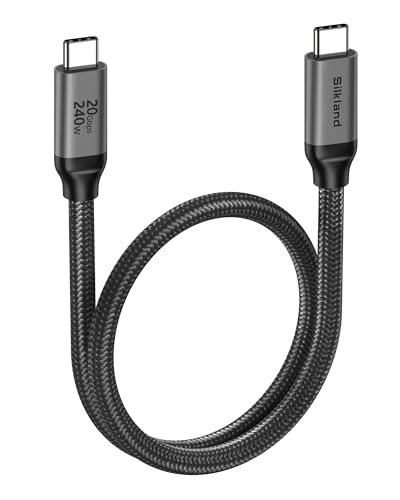 Silkland Câble USB C 3.2 Gen2x2, 20Gbps Transfert Données, Câble USBC vers USB C Court 50CM, PD3.1 240W 48V/5A Charge Rapide, 5K/4K@60Hz, Cable Type C pour...