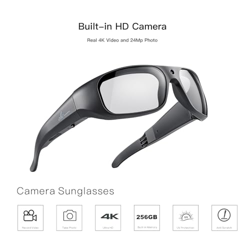 Image of OhO Camera Glasses,4K Pro 24M Resolution H.265 Smart Glasses with Built-in Memory,UV400 Sunglasses for Outdoor Sport