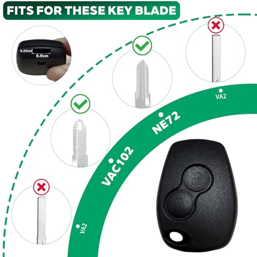 2 Stück Autoschlüssel Gehäuse 2 Tasten Kompatibel für Dacia Duster Dokker Logan Lodgy Sandero Stepway Fernbedienung Funkschlüssel Schlüssel Hülle Auto Schlüsselgehäuse Ersatzschlüssel