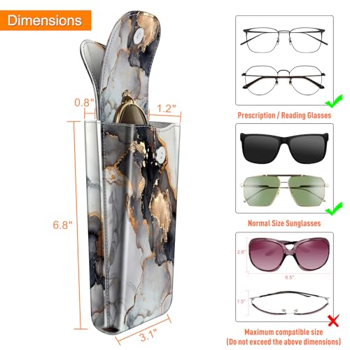 Image of FINTIE Double Glasses Case with Carabiner Hook, Portable Vegan Leather Eyeglass Case Anti-scratch Sunglasses Pouch