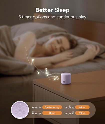 Image of Dreamegg Portable White Noise Machine, 1000mAh Battery, Travel, Purple | Egg-Sized, 16 Sounds, USB-C, Timer, Baby & Adults Sleep, Office Privacy, Gift Use