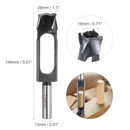 Image of HARFINGTON Wood Tenon Dowel Plug Cutter 18mm Metric Tenon Dowel Cutting Tools Drill Bit High Speed Steel Wood Plug Dowel Cutter with Round Shank for Woodworking Furniture Making