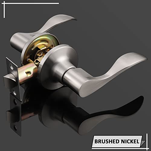 Gobekor 5 Pack Brushed Nickel Passage Door Levers Interior Door Handles For Hallway And Closet Door Lock Keyless Wave Lever Door Handles #TOP2