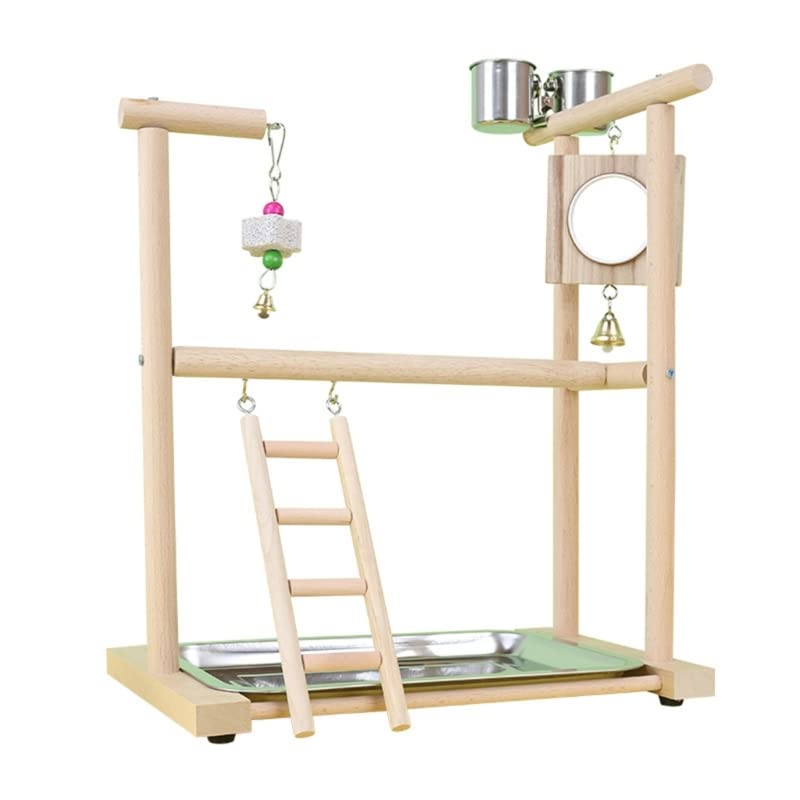 Percha para pájaros Soporte de Percha for pájaros, Soporte Juegos for Loros con Espejo Escalera, Juguete for Masticar y Tazas alimentación