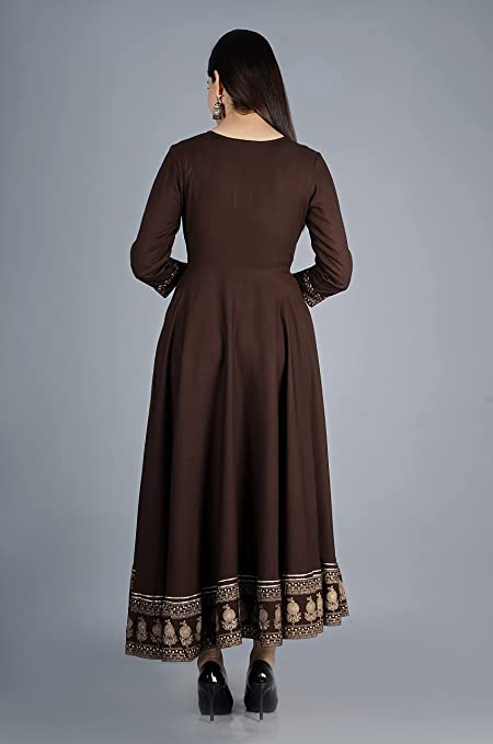 Image of JAYROSH Women's Embroidered Rayon Anarkali Kurta Gown | Flared Kurti for Women & Girls
