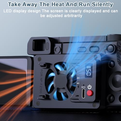 Image of ZORBES Live Stream SLR Camera Cooler, 5-Speed Camera Attachment Cooling Fan, USB Rechargeable Camera Cooling Fan, Secure Spring-loaded Clamp, LCD Real-time Battery Display, One Button Control