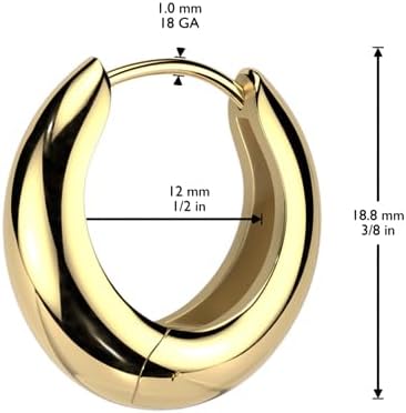 316L Stainless Steel Tapered Huggie Hoop Earrings, Sold as a Pair (Gold Tone) - Image 5