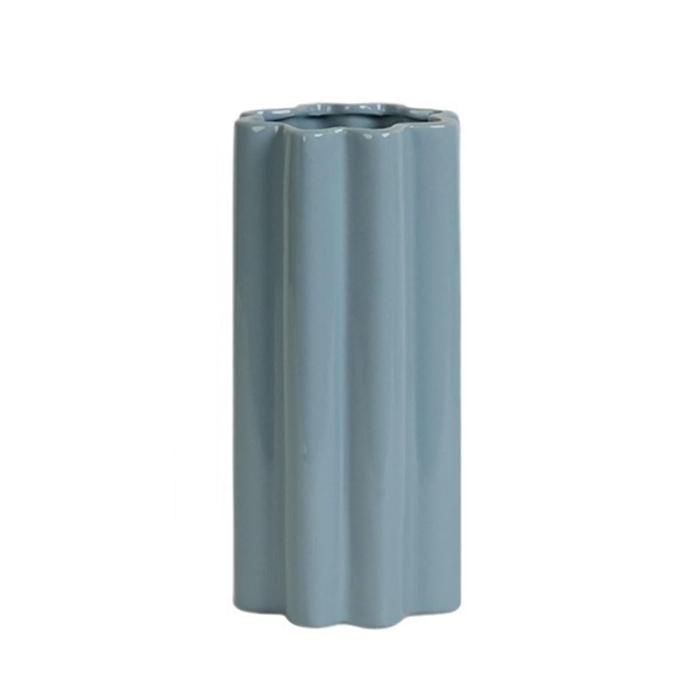 B3f7m4r9j2 Blue Vase Cylinder Ceramic Vase For Flower Arrangement Hydroponic Fresh Vessel Home Decor Ornament(Blue)