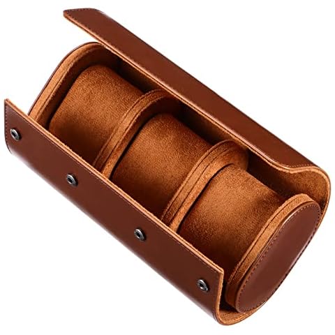 ibasenice Watch Roll Travel Case Vintage Watch Case for Men and Women 3 Watch Display Leather Storage Organizer Cover