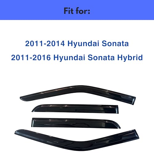 Image of IG Window Visors Fit for 2011-2014 Hyundai Sonata, Out-Channel Rain Guards Vent Wind Deflectors 4PC, Car Accessories for 2011-2016 Hyundai Sonata Hybrid