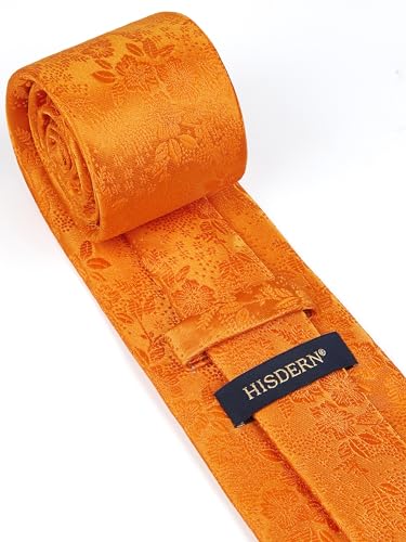 Image of HISDERN Mens Ties Solid Color Tie and Pocket Square Set Classic Woven Formal Neckties & Handkerchief Wedding Party
