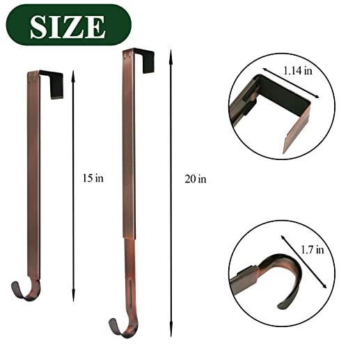 Image of ZMCINER Wreath Hanger for Front Door, Adjustable Wreath Hanger from 15 to 25 Inches, 20 lbs Larger Door Upgrade Christmas Fall Wreaths Decorations Hook (Bronze)