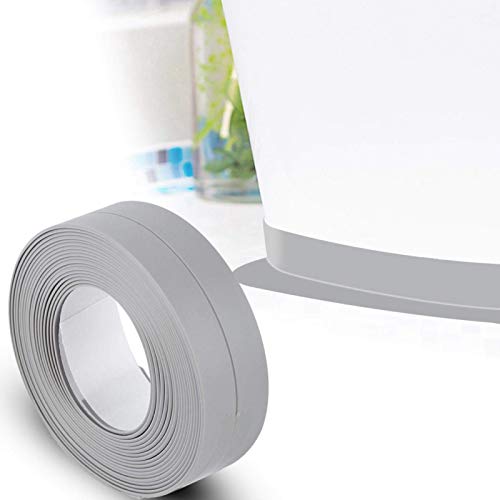 3 colores 3.2M de longitud Baño autoadhesivo y tira de sellado de pared Fregadero Lavabo Borde Cocina Nueva estufa de gas Bañera Cocina Protector de calafateo Cinta de sellado PVC(22mm*3.2M-gris)