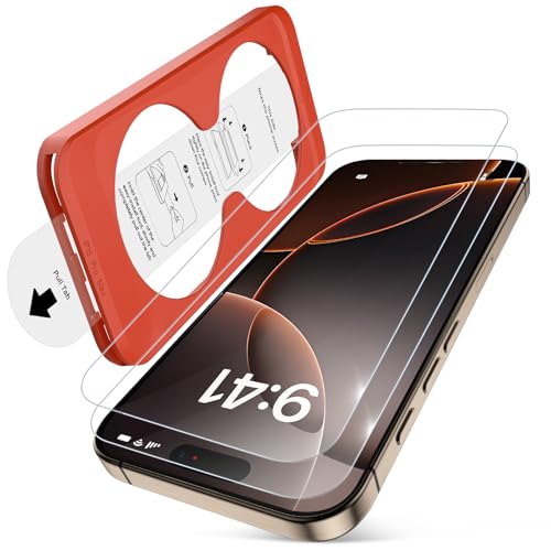 Image of SHILD (Pack of 2 Tempered Glass Screen Protector for iPhone 16 Pro Max (6.9-inch) | 9H Hardness | HD Clarity | Easy Installation Tray | Scratch & Impact Resistant | Military-Grade Shatterproof