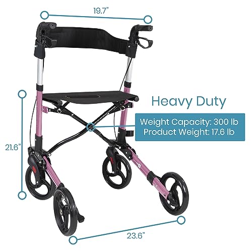 image for Vive Mobility Rollator Walker - Folding 4 Wheel Medical Rolling Walker