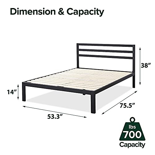 ZINUS Mia Metal Platform Bed Frame with Headboard, Wood Slat Support, No Box Spring Needed, Easy Assembly, Full