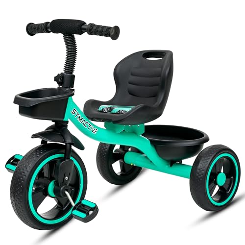 Image of Amazon Brand - Symactive Tricycle for Kids | Plug N Play | Baby Cycle with Grip Handle, Eva Wheels, Seat & Basket | Kids Tricycle /Cycle | 2+ Years Unisex | Weight Limit Upto 25 Kgs (Ice Blue)
