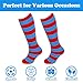 Sarfel Kids Halloween Socks Girls Blue and Red Striped Socks Knee High Sock for Girls Halloween Costume Striped Knee High Sock