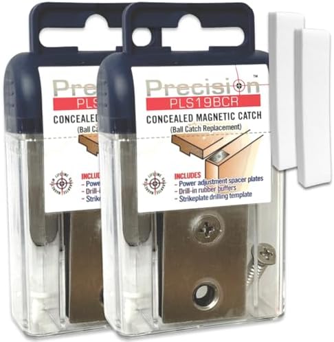 Magnetic Door Catch, Ball Catch Replacement Hardware for Closet or Double Doors, Precision Lock 2-Pack with Foam Pads